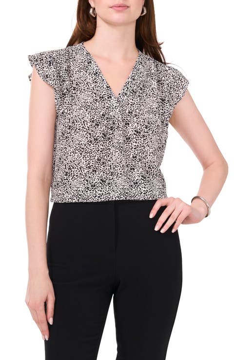 Print Flutter Sleeve Blouse