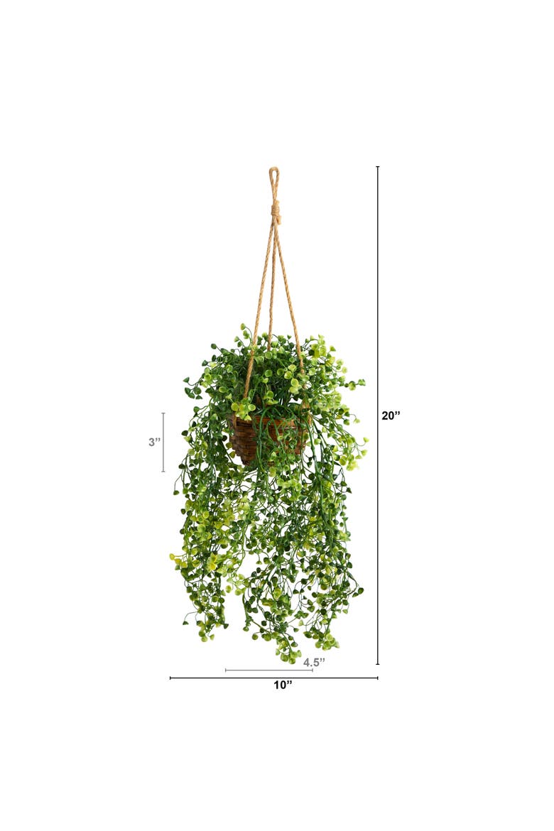 20-in Baby Tear Artificial Plant in Hanging Basket, Alternate, color, Green