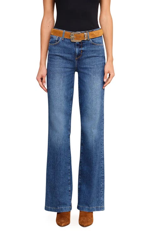 Clayton Coated Raw Hem Wide Leg Jeans