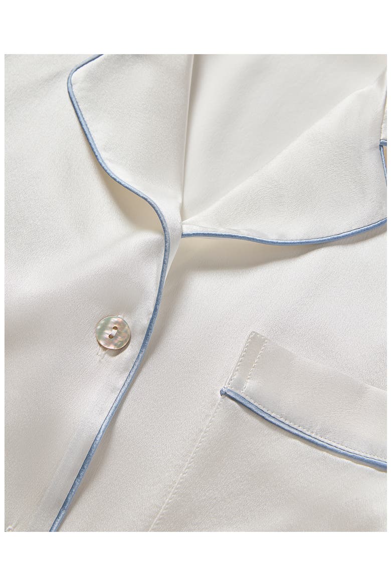 Piped Mulberry Silk Pajamas, Alternate, color, WHITE