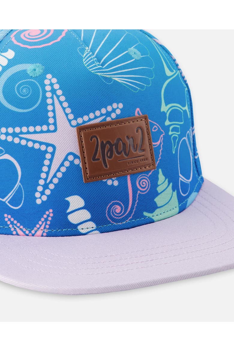 Flat Brim Shell Cap, Alternate, color, Blue Seashell Print