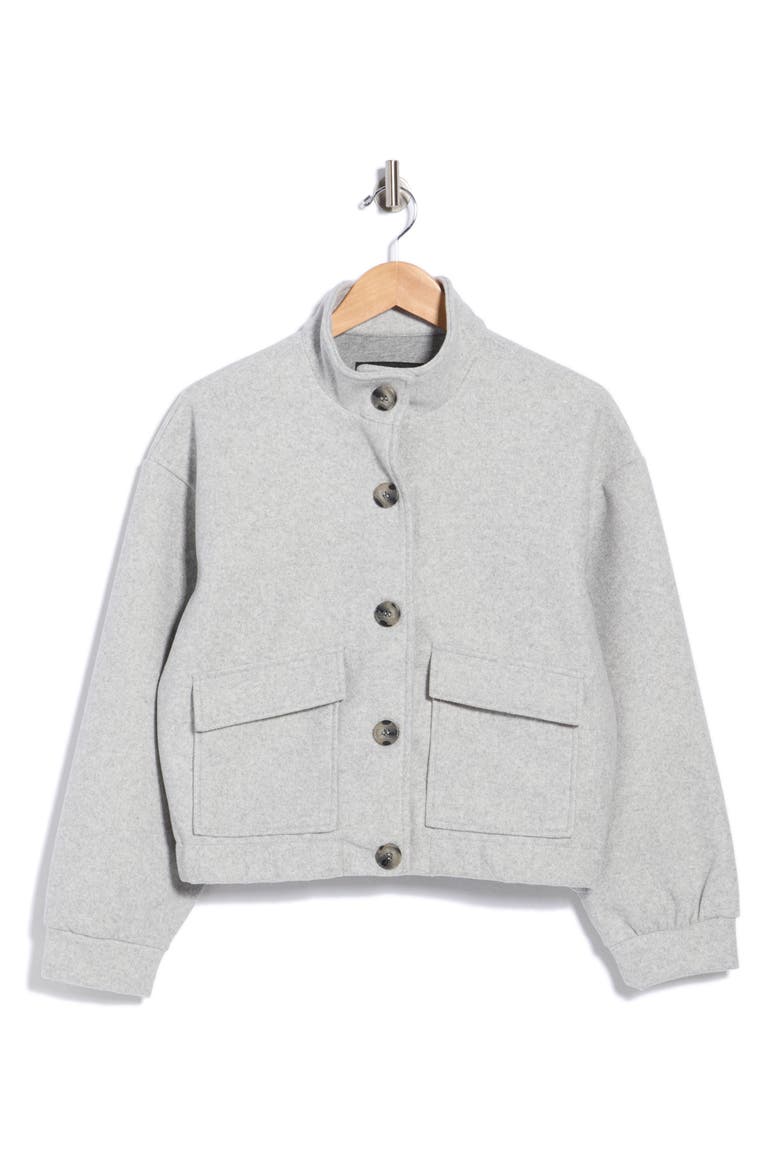 Funnel Neck Felt Jacket, Main, color, LIGHT GREY MIX