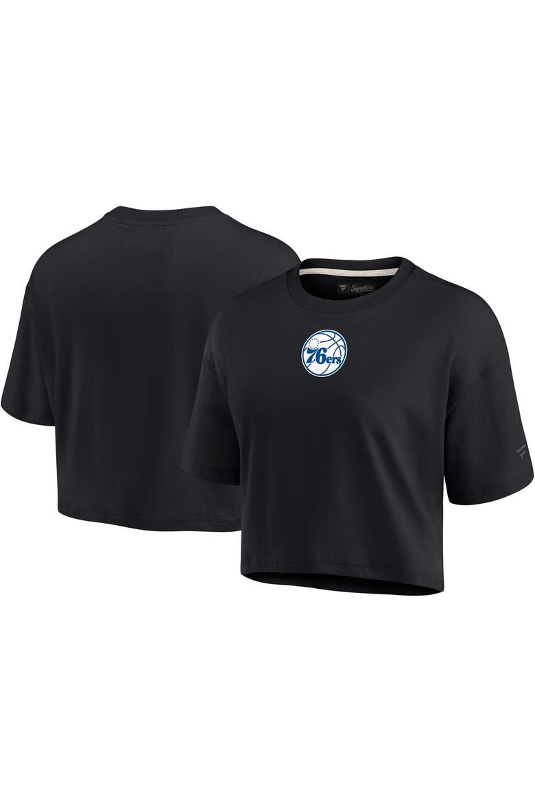 Women's Fanatics Signature Black Philadelphia 76ers Elements Super Soft Boxy Cropped T-Shirt, Alternate, color, Black