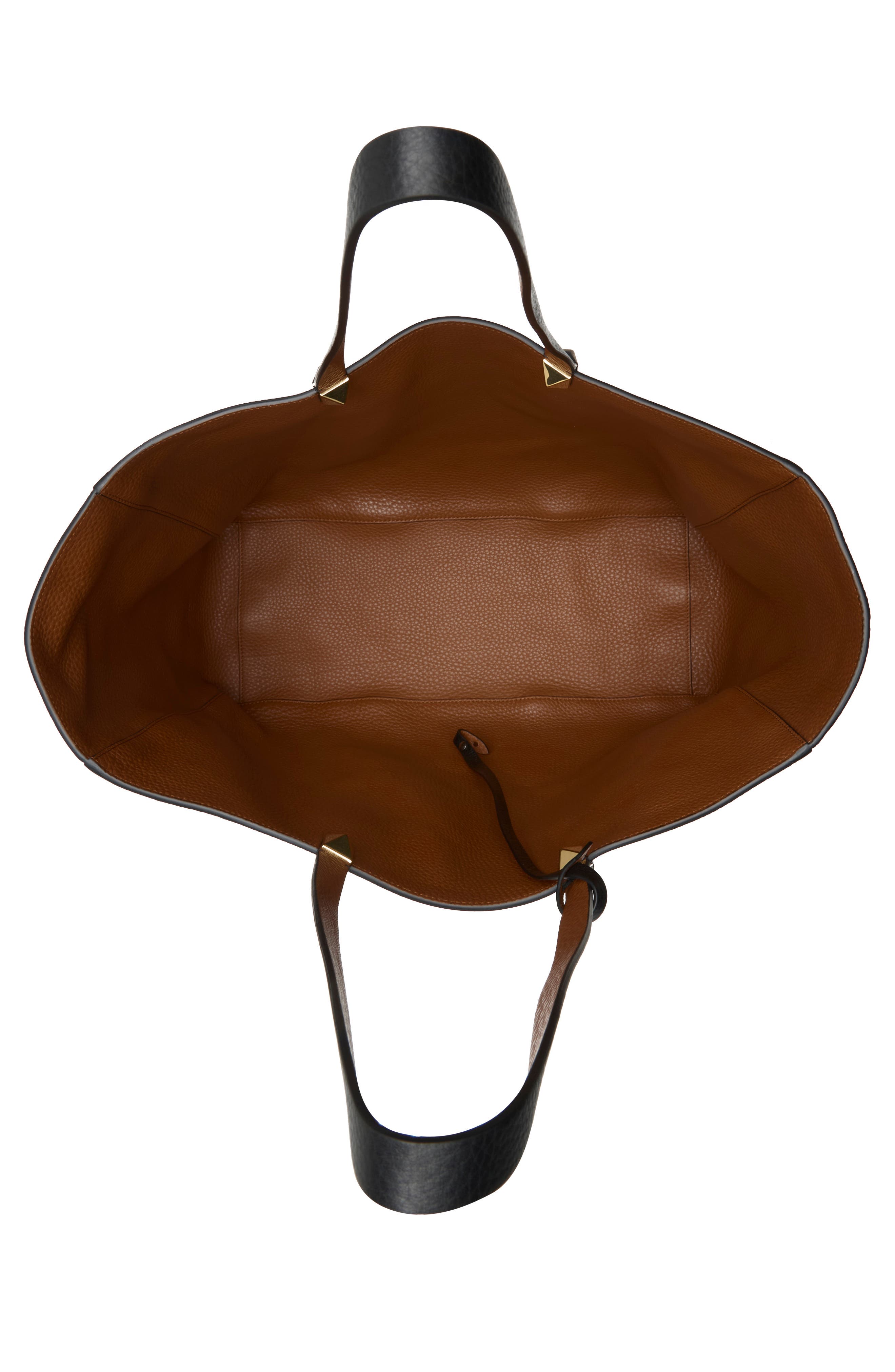 Rockstud Reversible Leather Tote, Alternate, color, LIGHT BROWN