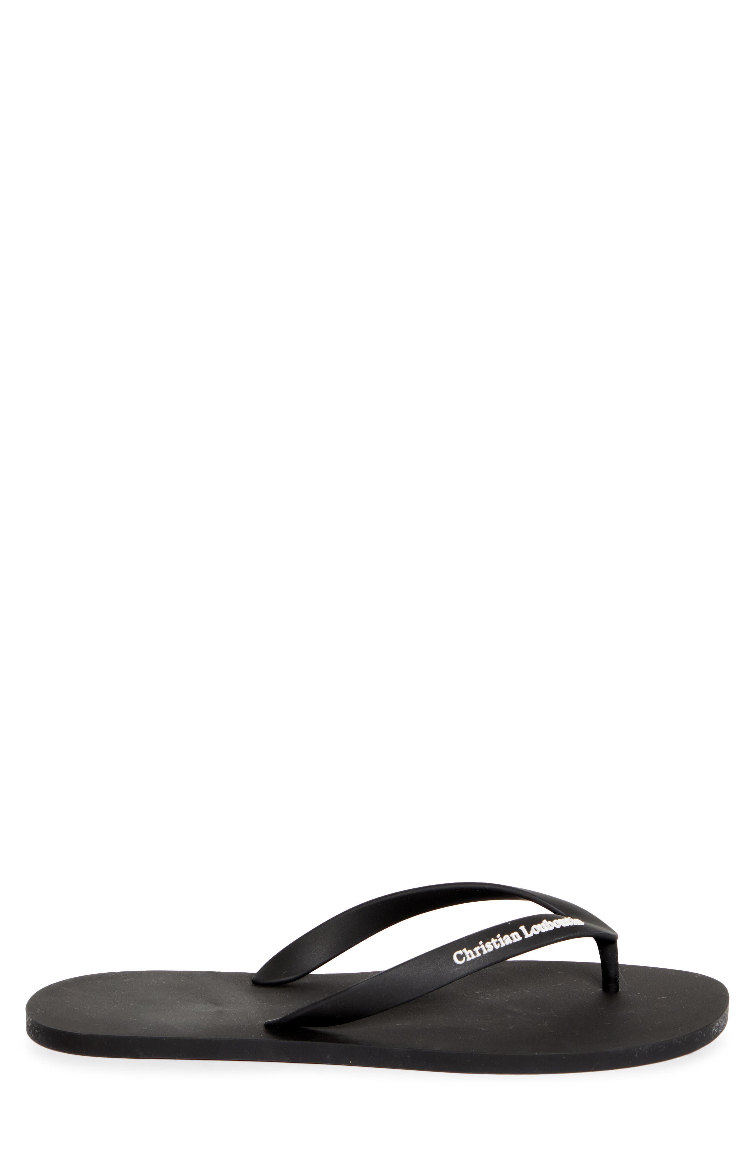 Christian Louboutin Logo Embossed Rubber Flip Flop, Alternate, color, Bk01-Black