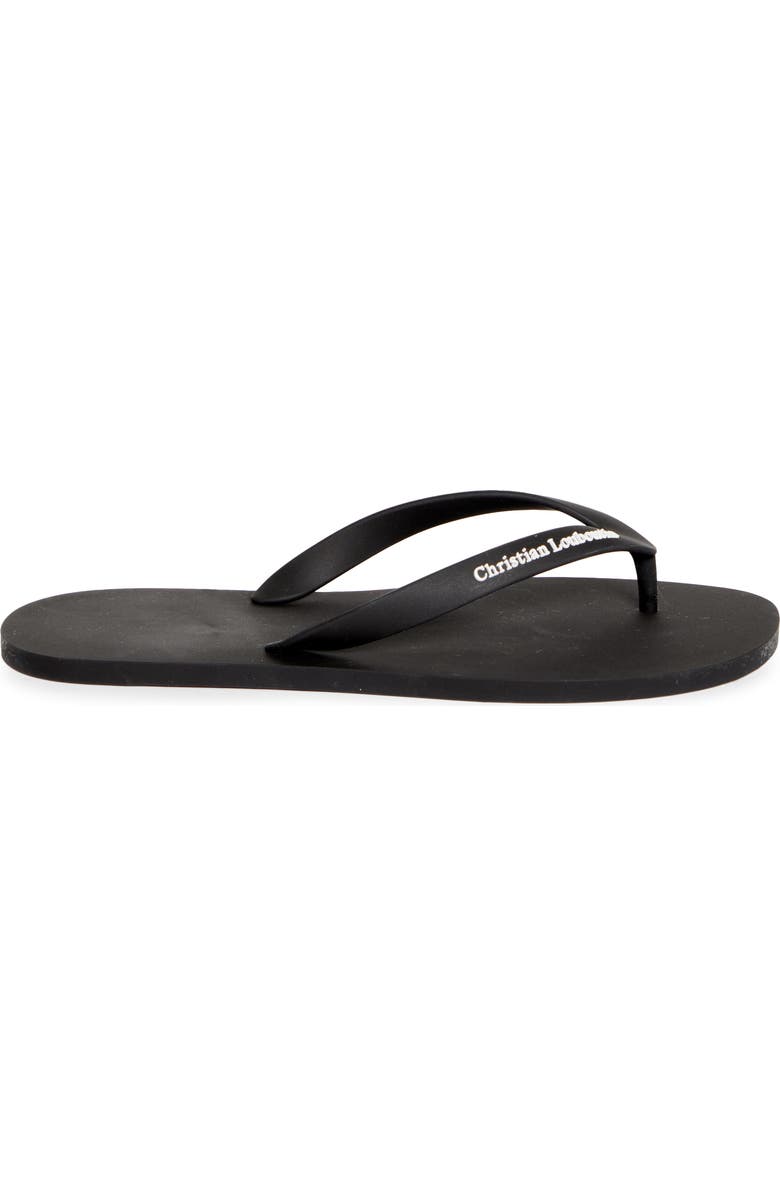 Christian Louboutin Logo Embossed Rubber Flip Flop, Alternate, color, Bk01-Black