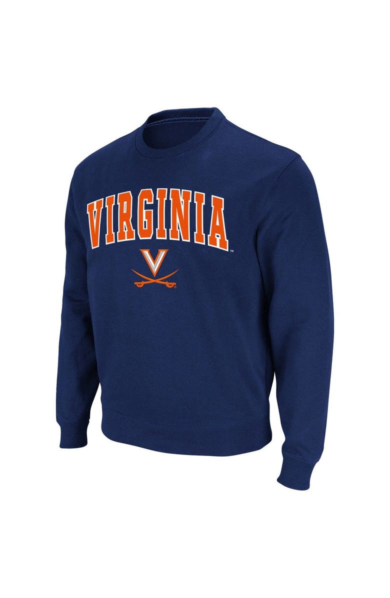 COLOSSEUM Men's Colosseum Navy Virginia Cavaliers Team Arch & Logo Tackle Twill Pullover Sweatshirt, Alternate, color, Navy