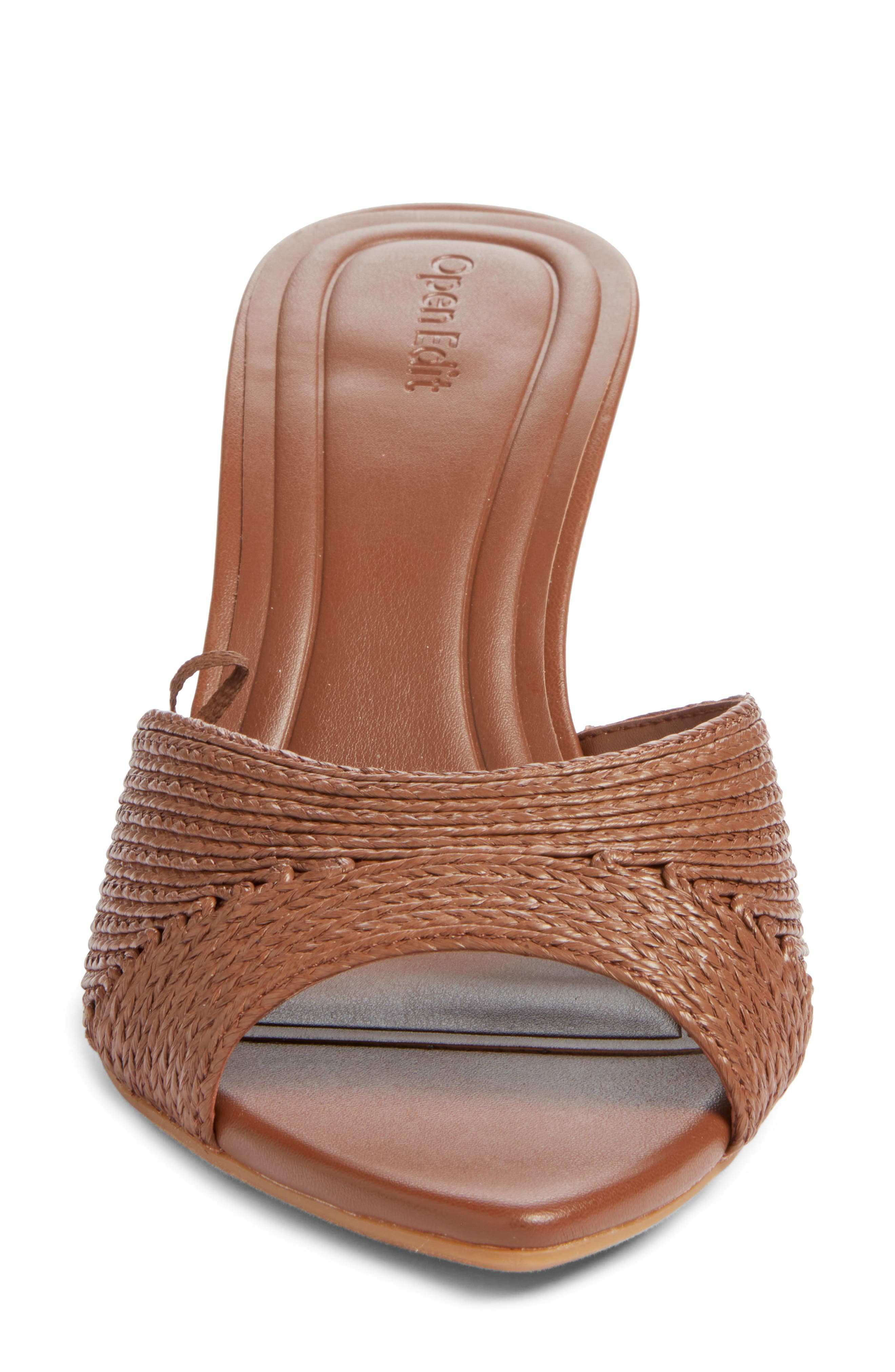 Open Edit Micah Heeled Sandal, Alternate, color, Brown Russet