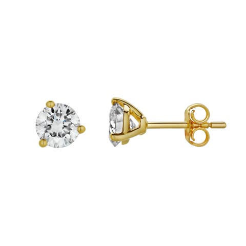 Nasak 1.5 Ct TW Lab Grown Round Diamond Studs Martini 14K Yellow Gold Earrings