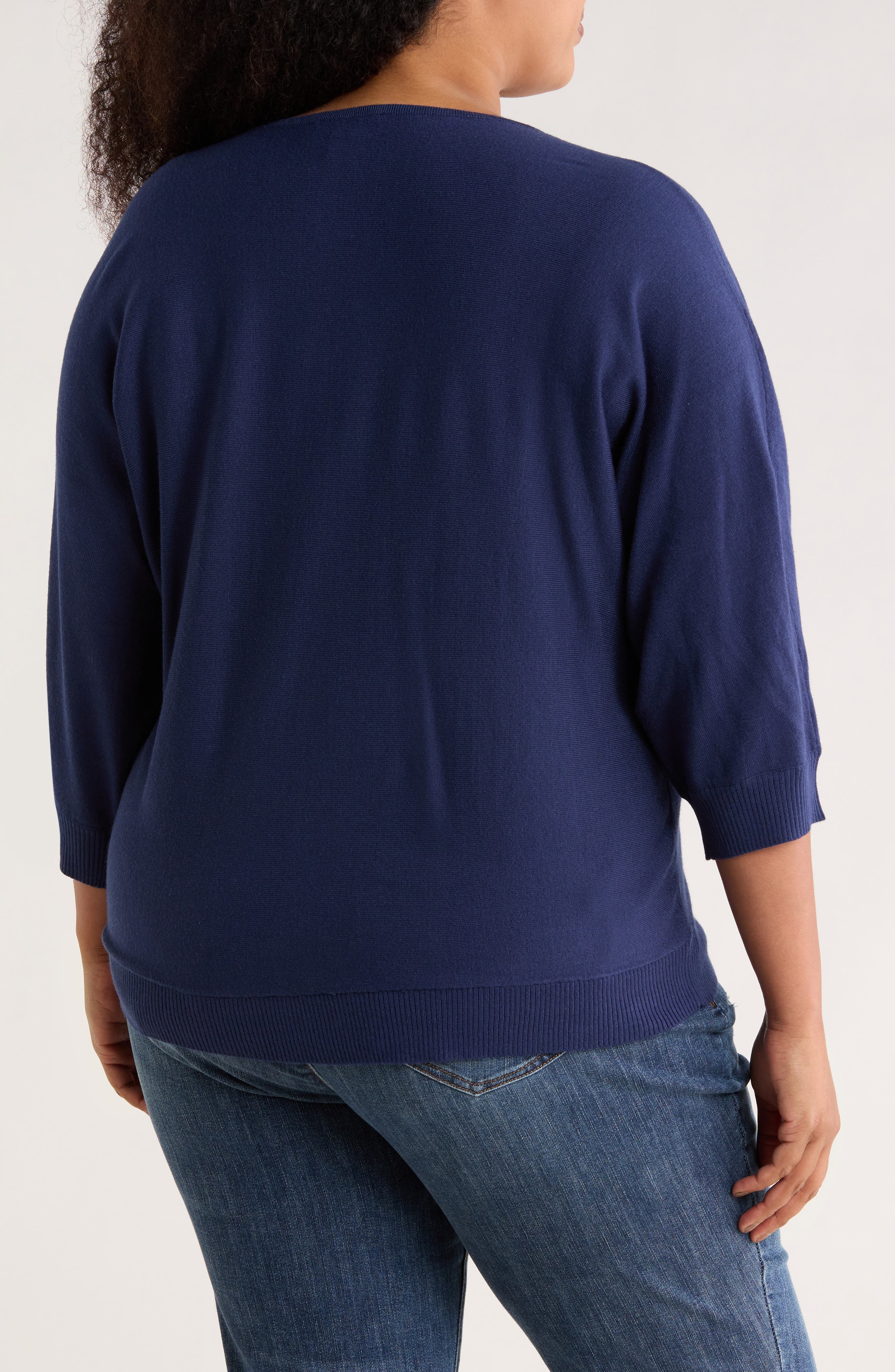 V-Neck Three-Quarter Sleeve Sweater - image 2