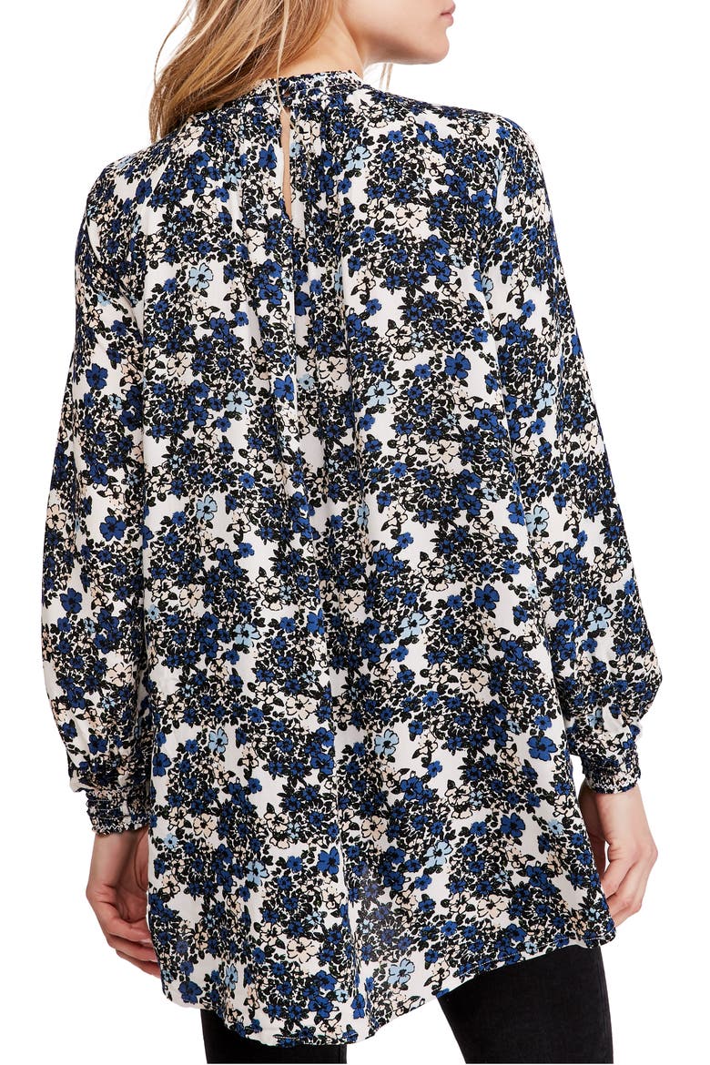 Flowers in Her Hair Smock Detail Tunic Top, Alternate, color, CREAM COMBO