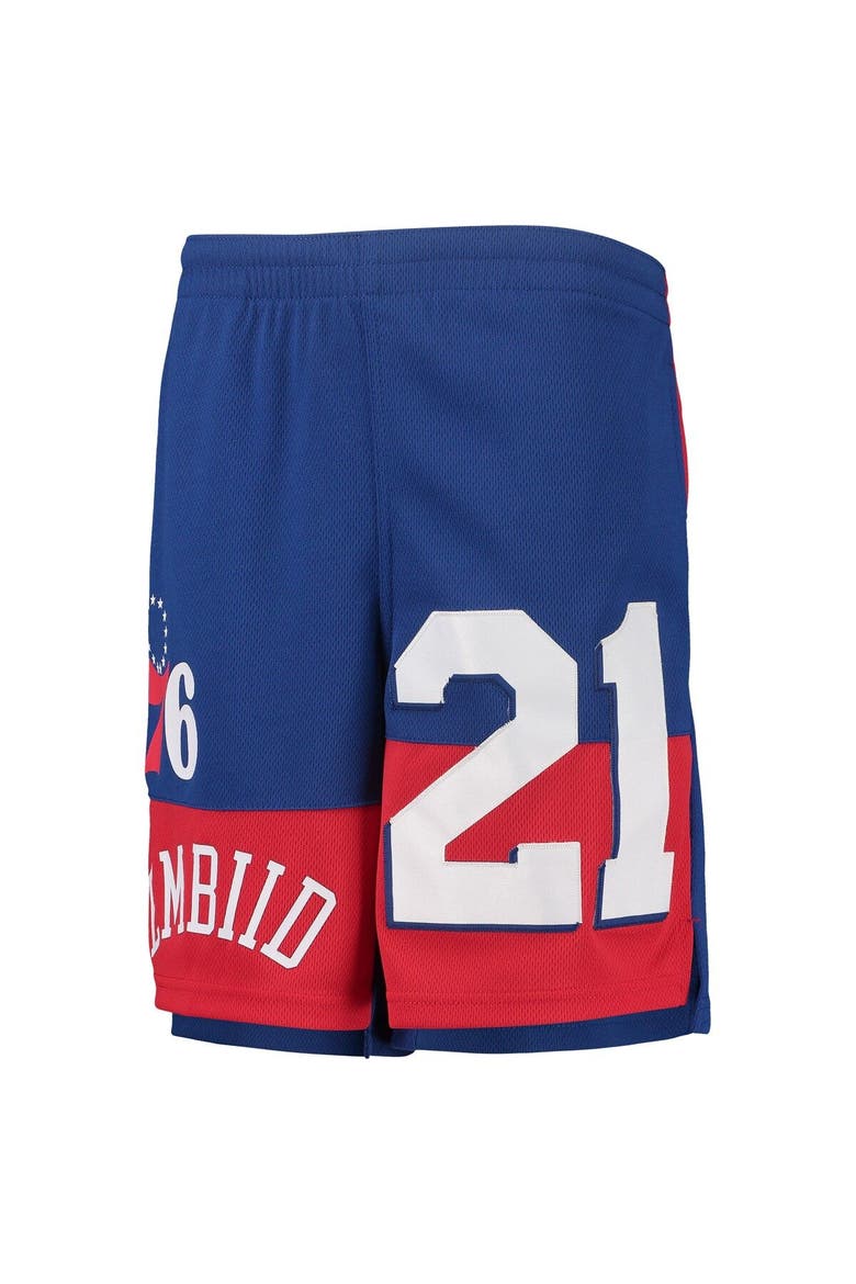 Youth Joel Embiid Royal Philadelphia 76ers Pandemonium Name & Number Shorts, Alternate, color, Royal