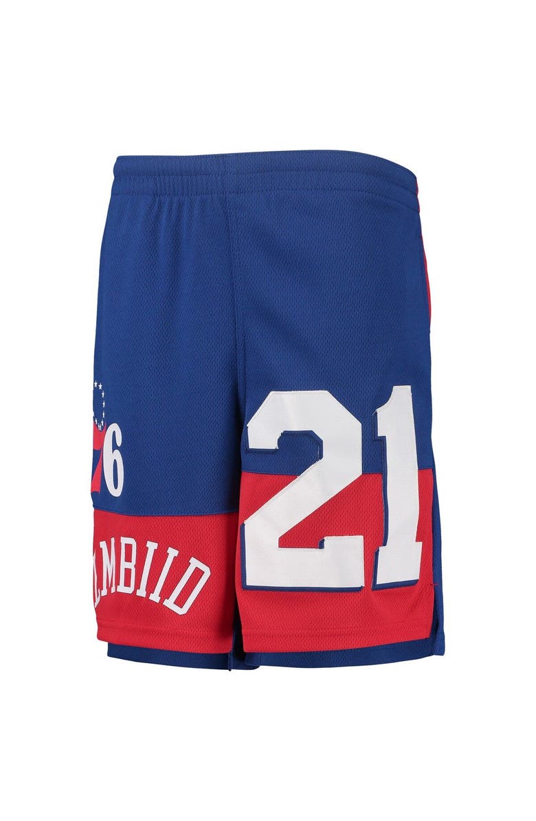 Outerstuff Youth Joel Embiid Royal Philadelphia 76ers Pandemonium Name & Number Shorts, Alternate, color, 