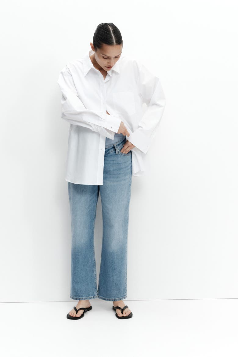 Mama Straight Ankle Jeans, Alternate, color, Light denim blue