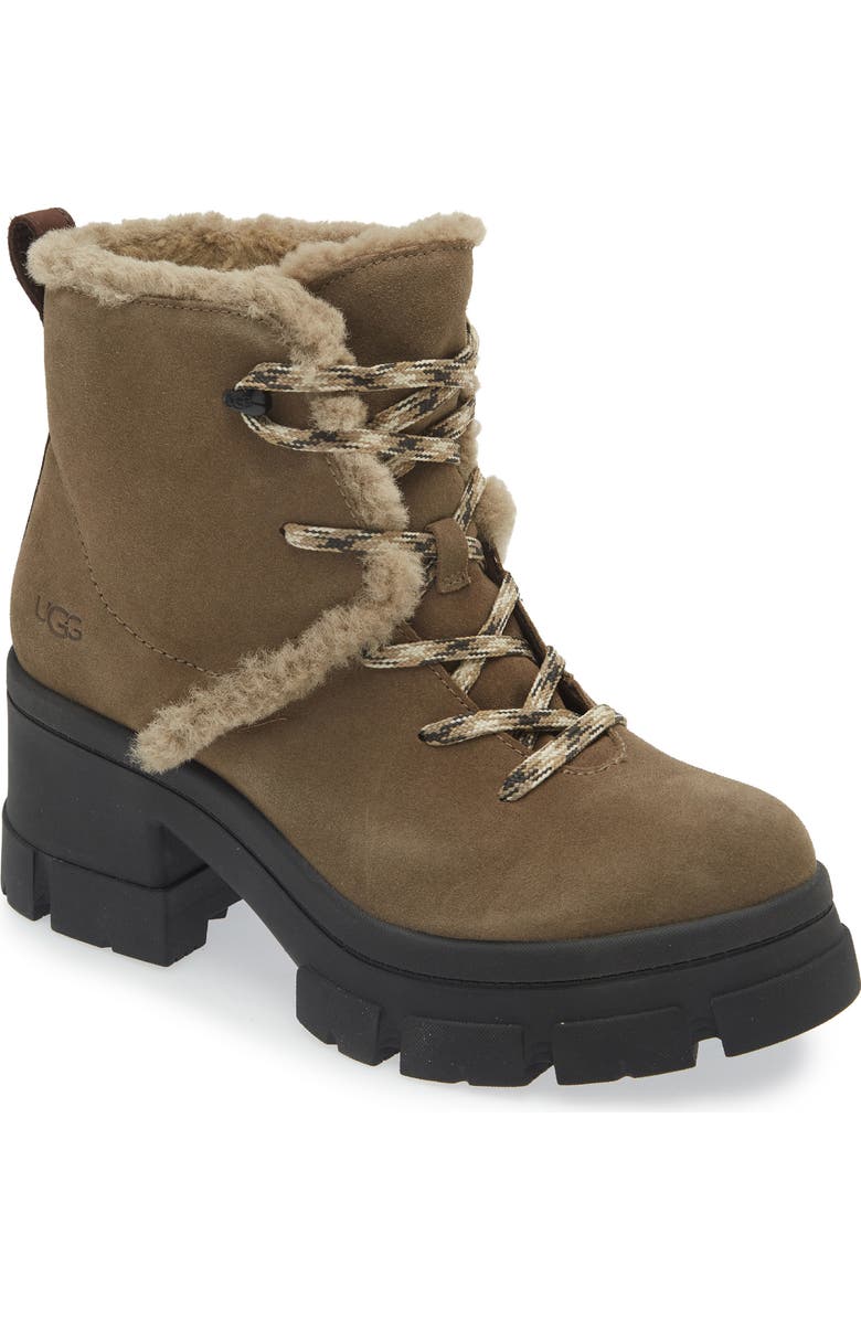 UGG<sup>®</sup> Brooklyn Water Resistant Hiker Boot with Genuine Shearling Trim, Main, color,