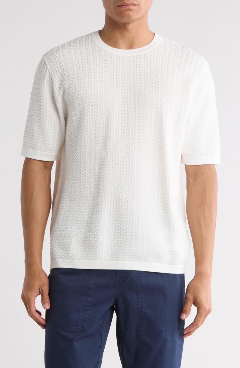 INDUSTRY REPUBLIC CLOTHING Textured Short Sleeve Sweater, Main, color, White
