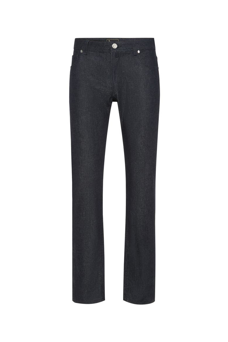 5 Pockets Super Straight Cut Jeans Men, Main, color, navy