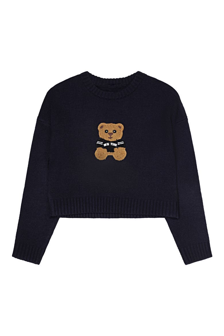 Kids' Bear Pullover Sweater, Main, color, NAVY