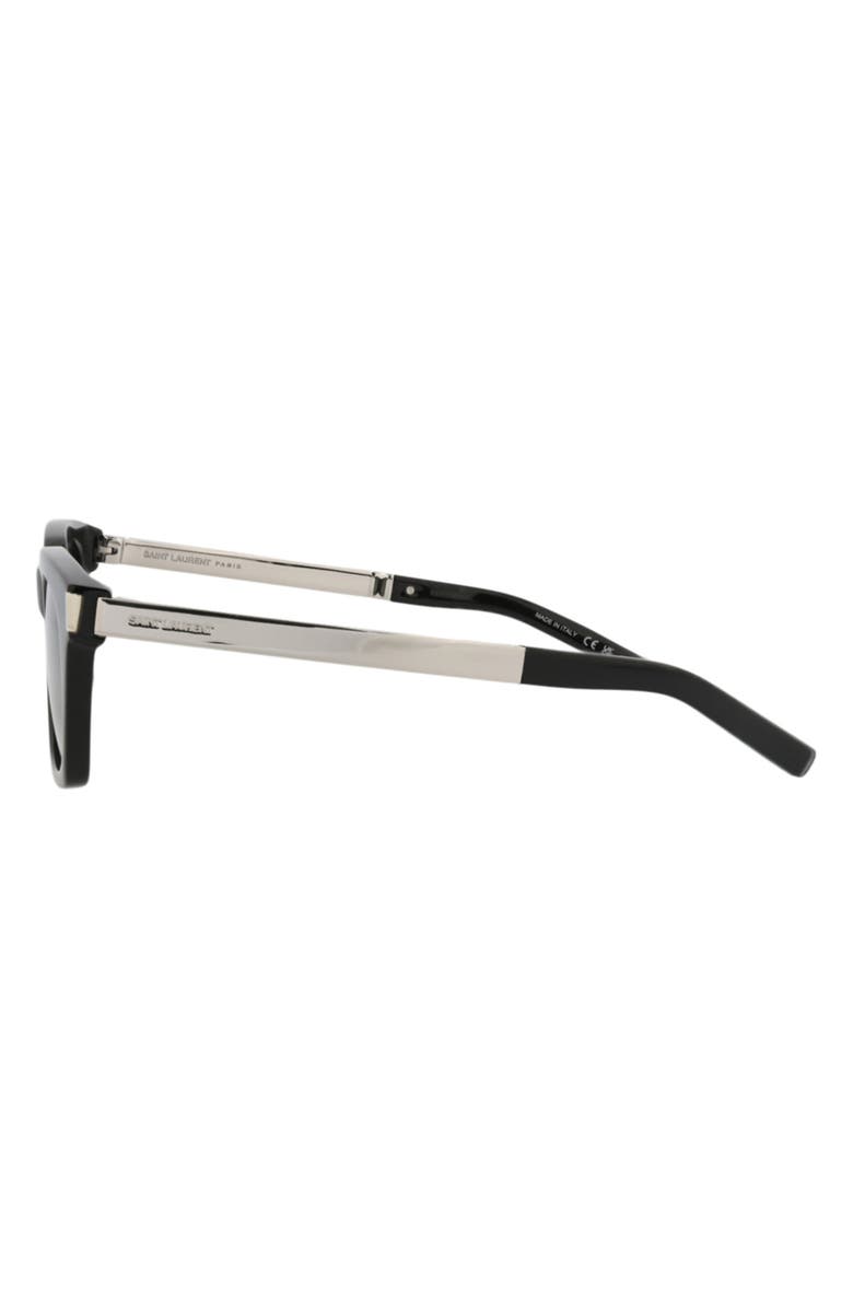 Saint Laurent 53mm Square Sunglasses, Alternate, color, Black Silver Grey