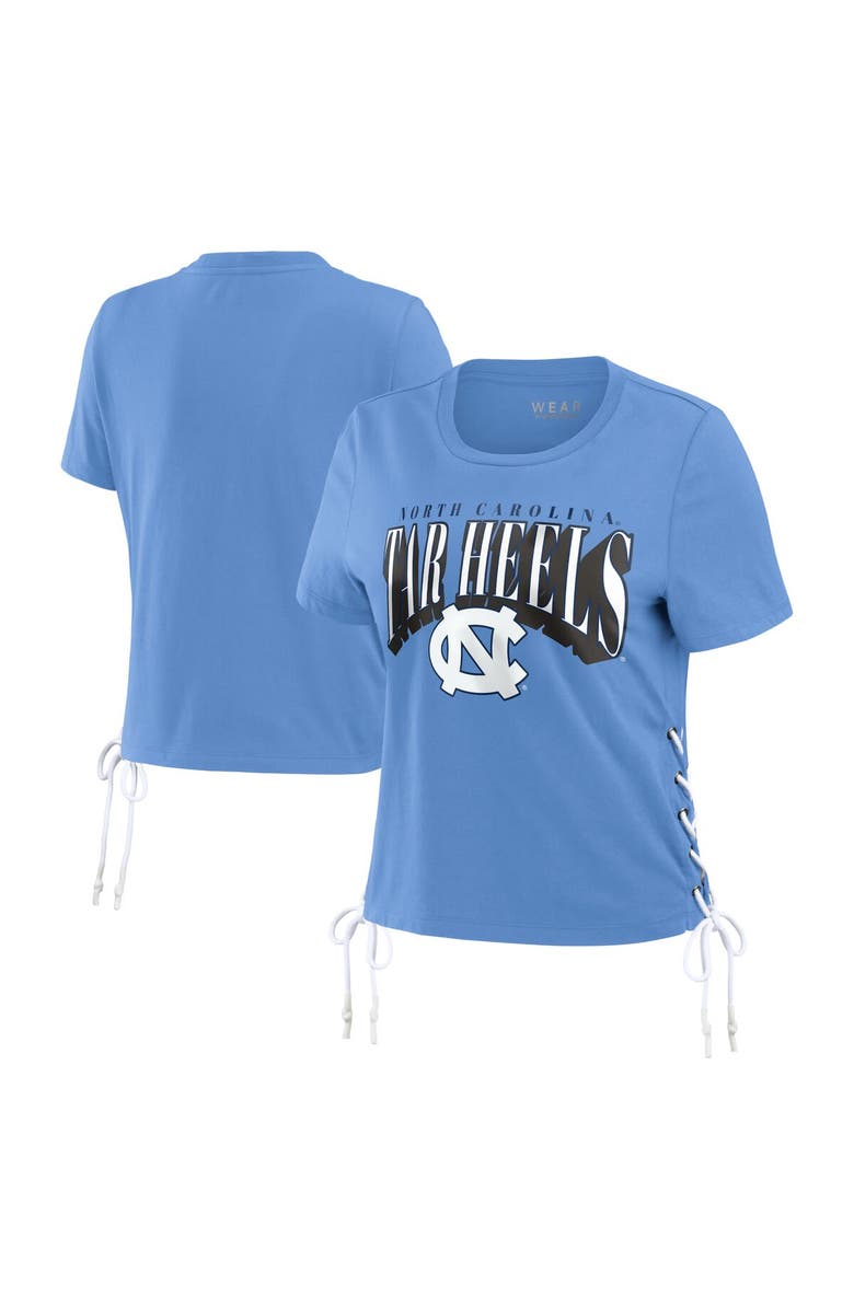 WEAR by Erin Andrews Women's WEAR by Erin Andrews Carolina Blue North Carolina Tar Heels Side Lace-Up Modest Crop T-Shirt, Alternate, color, Light Blue