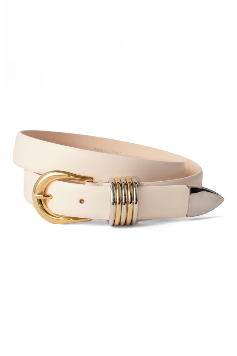 Hollyhock Leather Belt, Main, color, IVORY/SILVER/GOLD