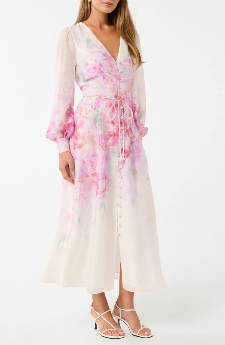 Ever New Kahlani Floral Print Long Sleeve Midi Dress, Alternate, color, 