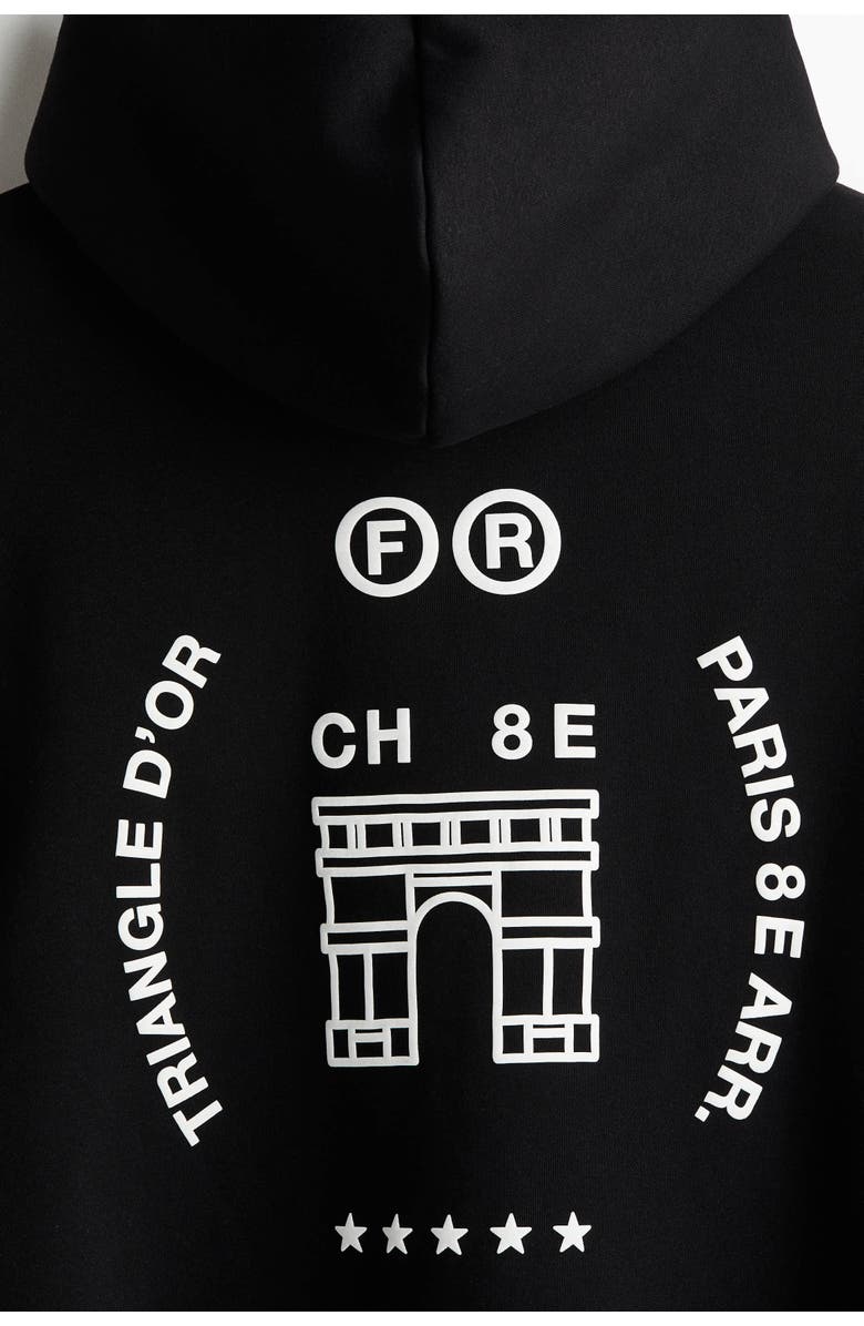 H&M Loose Fit Hoodie, Alternate, color, Black/Paris