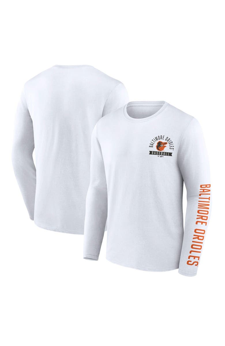 FANATICS Men's Fanatics White Baltimore Orioles Press Box Long Sleeve T-Shirt, Alternate, color, 