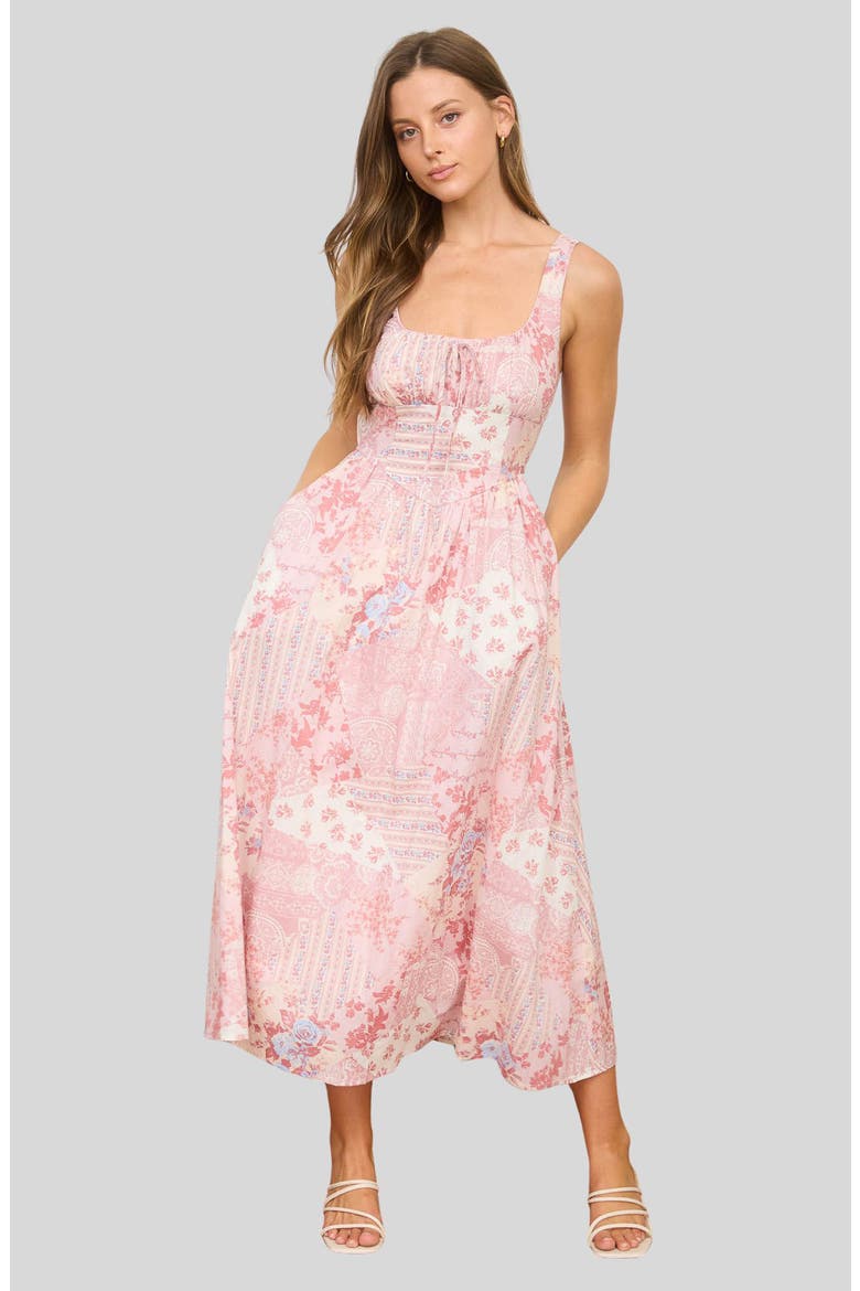 Milkmaid Print Sleeveless Maxi Dress, Alternate, color, PINK