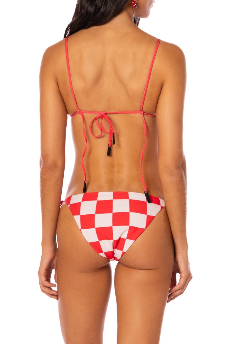 Oahu Check Bikini Bottoms, Alternate, color, BRIGHT RED