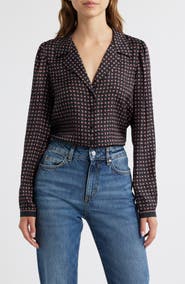 DÔEN Juliana Paisley Print Silk Blend Button-Up Shirt