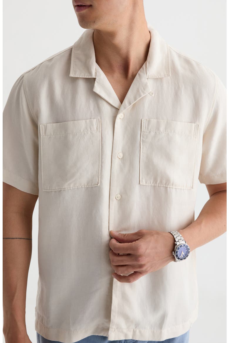 Marco Solid Camp Shirt, Alternate, color, CHAMPAGNE