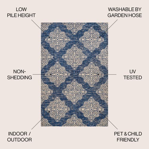 Jonathan Y Galon Filigree Indoor/outdoor Area Rug In Navy/beige