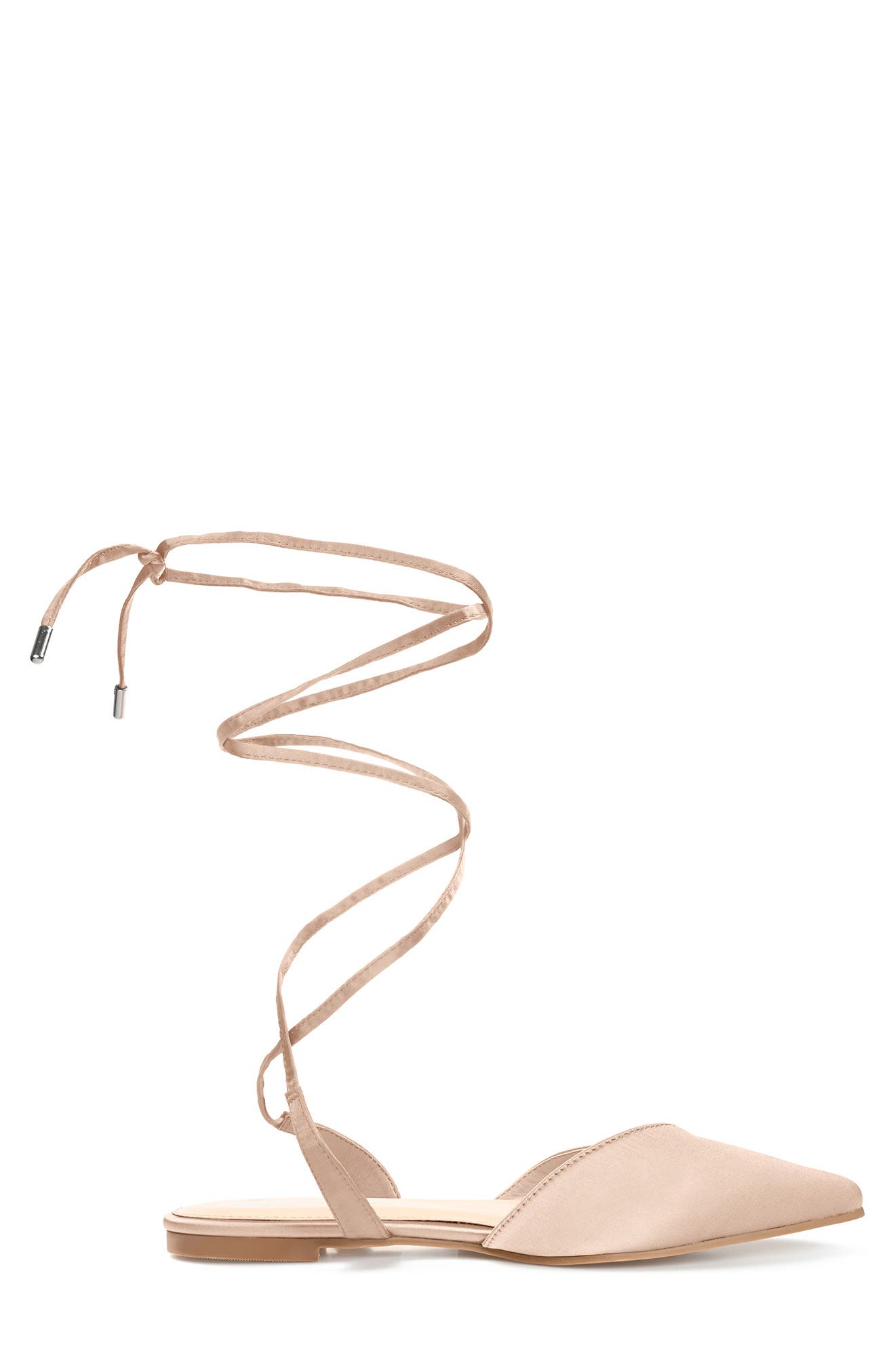 Lace-up Pointed-toe Flat, Alternate, color, NUDE