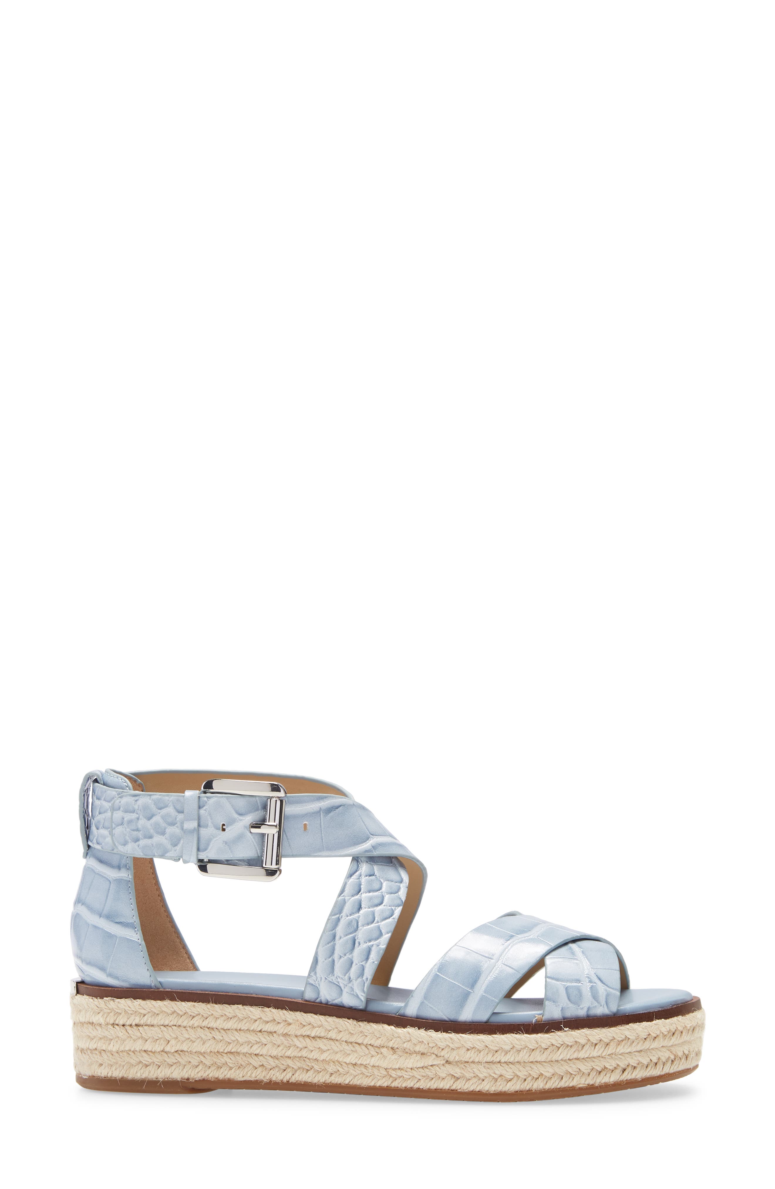 'Darby' Crisscross Espadrille Sandal, Alternate, color, PALE BLUE EMBOSSED LEATHER