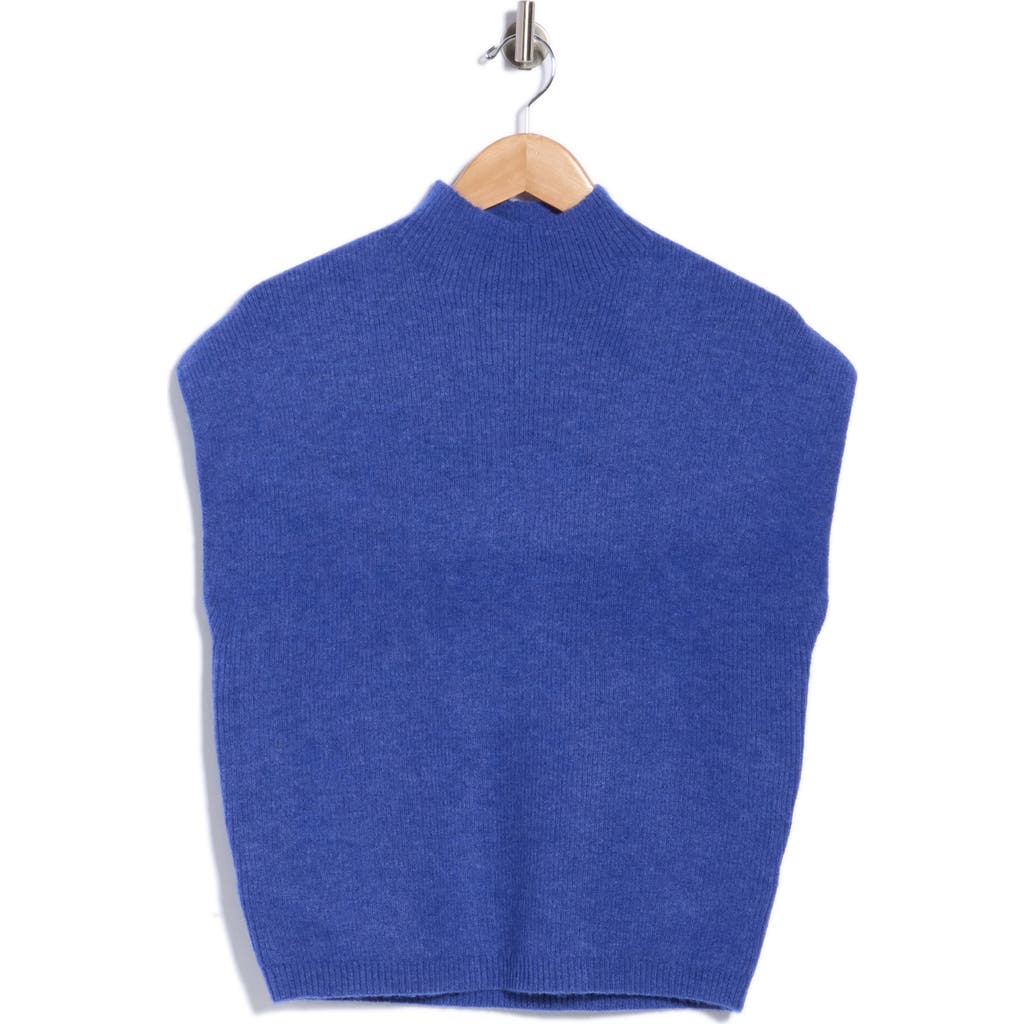 Cyrus Cap Sleeve Mock Neck Sweater In Blue