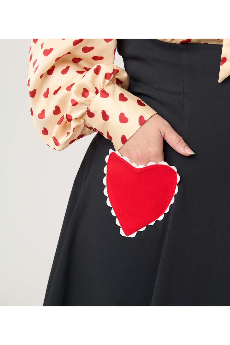 Plus Size Amma Swing Skirt, Alternate, color, Black W/Red Hearts