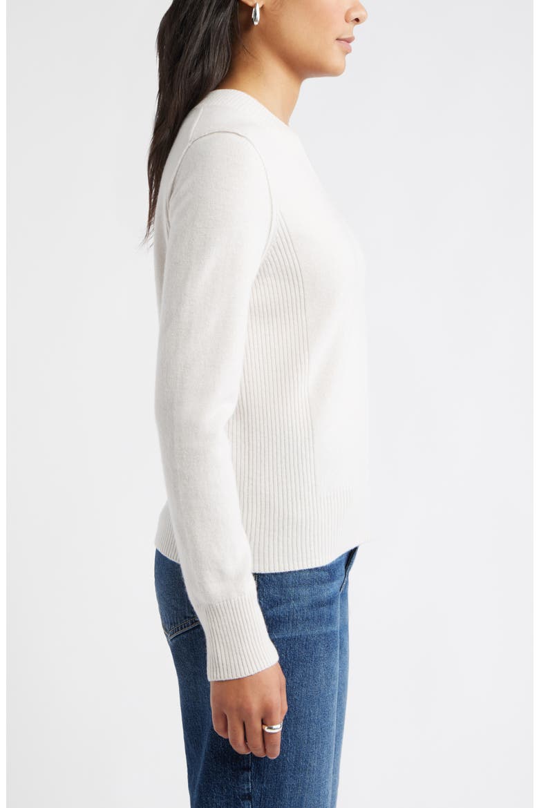 V-Neck Wool & Cashmere Sweater, Alternate, color, IVORY PRISTINE HEATHER