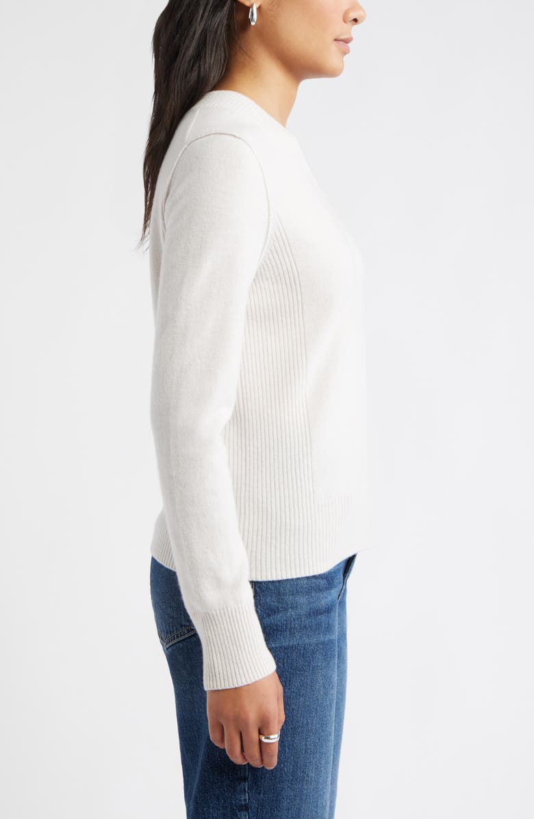 Caslon<sup>®</sup> V-Neck Wool & Cashmere Sweater, Alternate, color, Ivory Pristine Heather