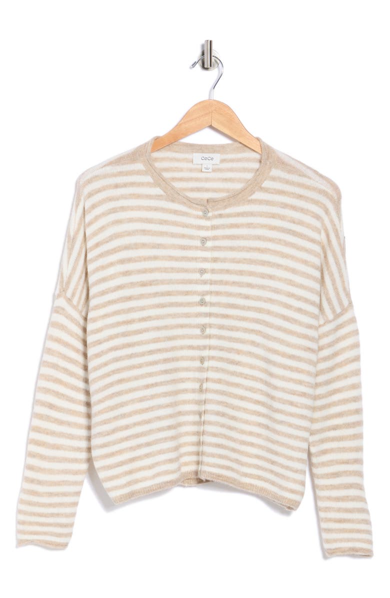 CeCe Stripe Cardigan, Main, color, Oatmeal/ New Ivory-110