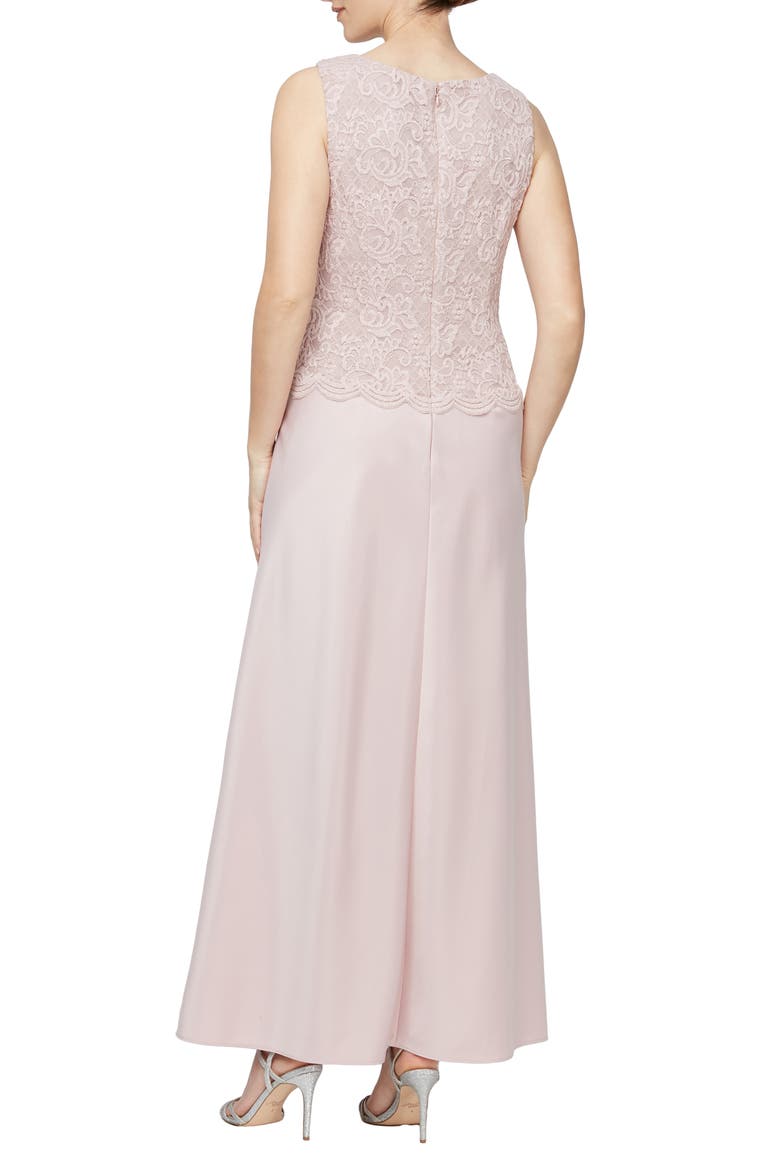 Embroidered Lace Mock Two-Piece Gown with Jacket, Alternate, color, BLUSH