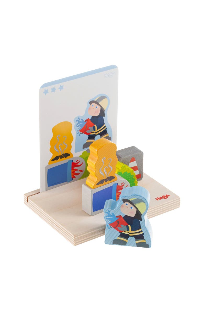 HABA Wooden Stacking Toy and STEM Wood Building Blocks for Kids, Fire Brigade Montessori Toys for 2-4 Years and up, Made in Germany, Main, color, Multi