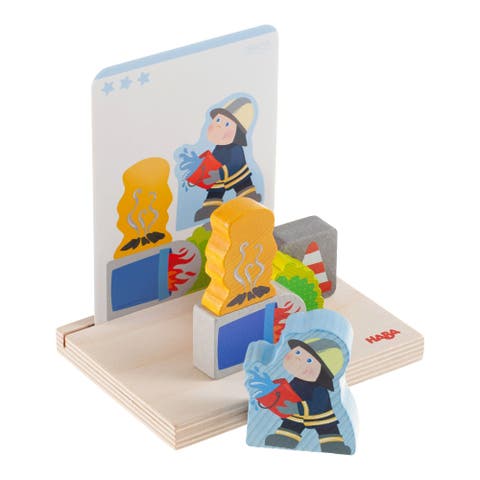 Wooden Stacking Toy and STEM Wood Building Blocks for Kids, Fire Brigade Montessori Toys for 2-4 Years and up, Made in Germany