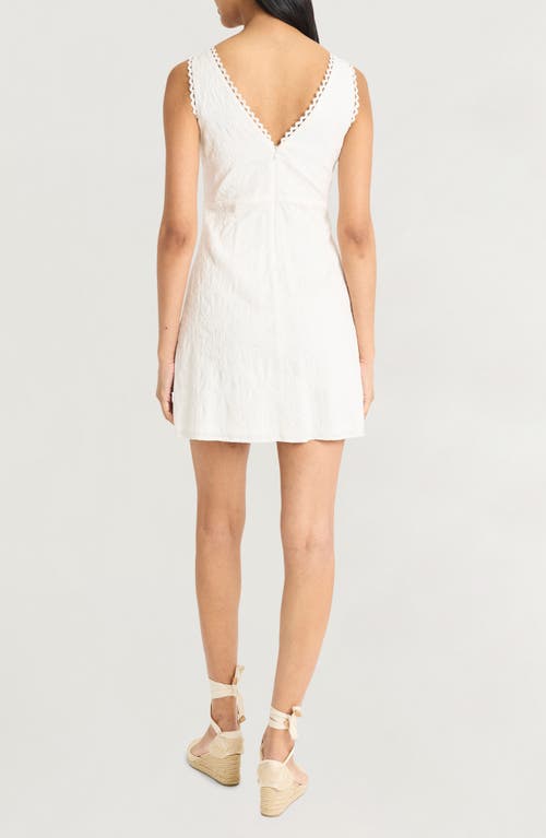 Shop The Good Journey Embroidered V-neck Cotton Minidress In Ivory