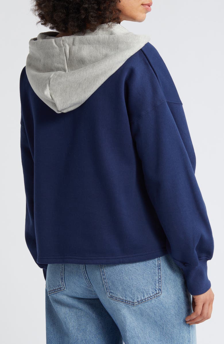 WEAR by Erin Andrews Women's WEAR by Erin Andrews Navy Dallas Mavericks Pieced Quarter-Zip Hoodie Jacket, Alternate, color, Navy