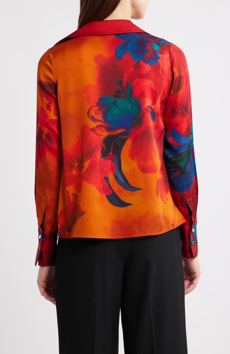Elie Tahari The Ciaran Abstract Print Stretch Silk Top, Alternate, color, Paradise Print