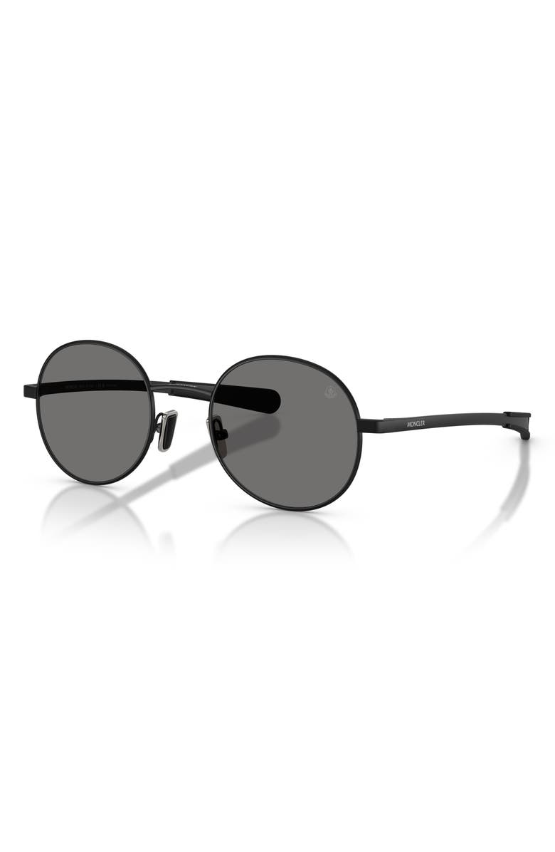 Moncler Centro 50mm Polarized Oval Sunglasses, Alternate, color, Matte Black / Dark Grey