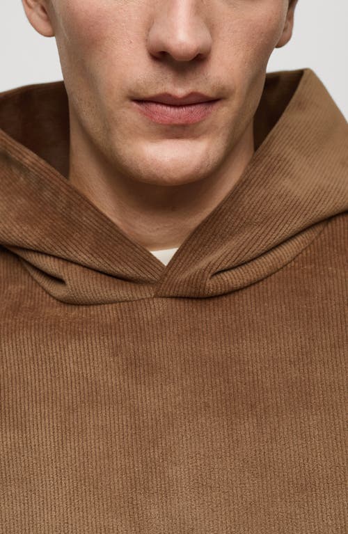 Mango Corduroy Pullover Hoodie In Tobacco Brown