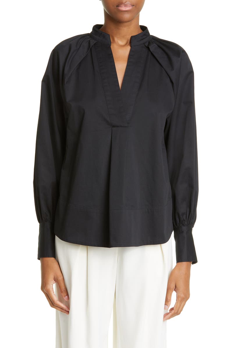 CO Pleated Cotton Poplin Blouse, Main, color, 