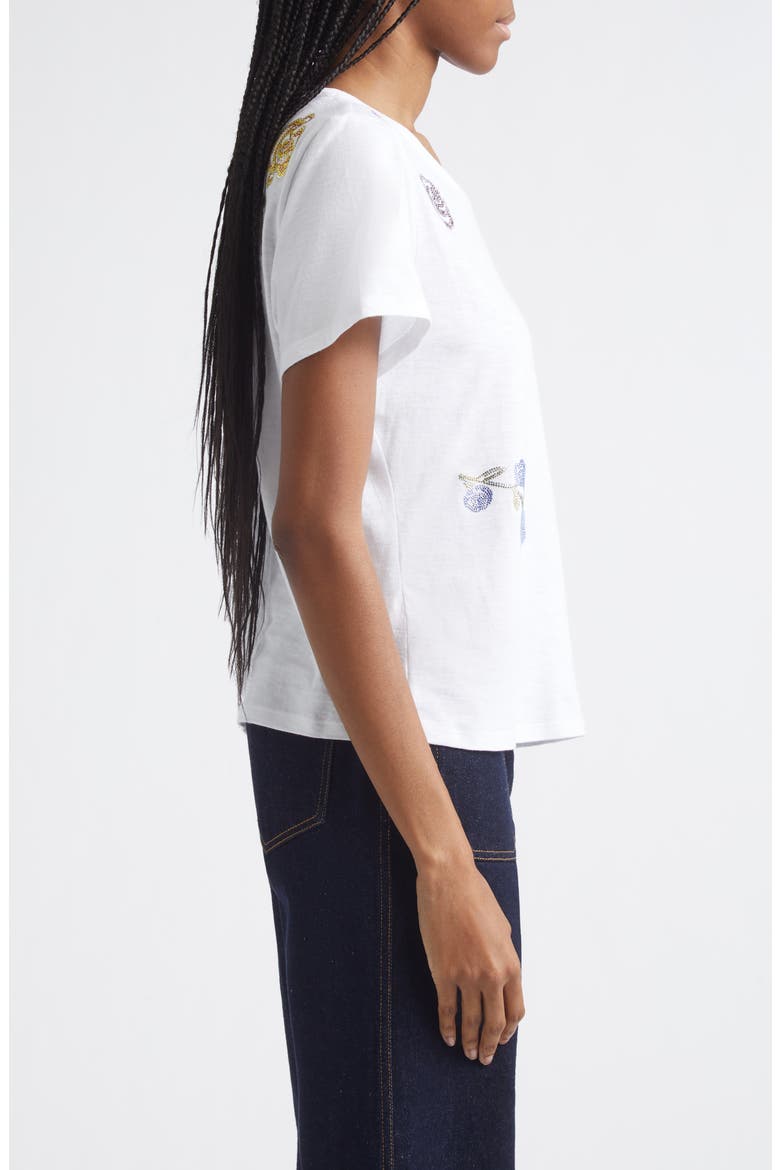Floral Embellished T-Shirt, Alternate, color, WHITE
